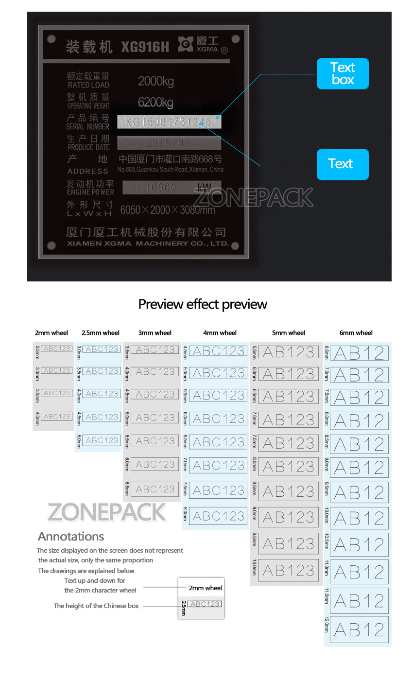 ZONESUN Manual Sheet Embosser Metal Stainless Steel Stamping Printer