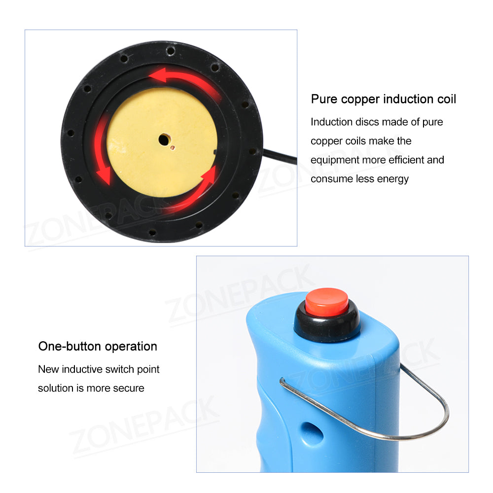 ZONEPACK 20-100 мм ручной электромагнитный индукционный запайщик мед пластиковая крышка для стеклянной бутылки жестяная машина для запечатывания алюминиевой фольги