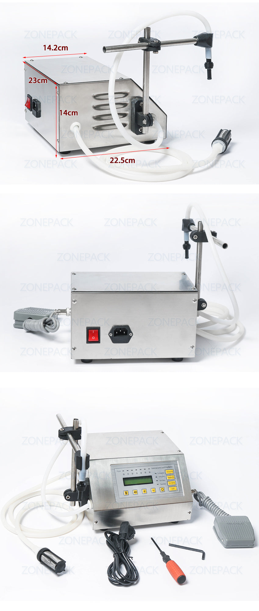 ZONESUN 5-3500 мл GFK-160 Точность Цифровая машина для розлива жидкостей ЖК-дисплей Парфюмерный напиток Вода Алкоголь Машина для розлива молока