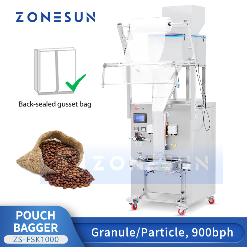 ZONESUN Automatic Vertical Form Pouch Granule Particle Filling and Sealing Machine ZS-FSK1000