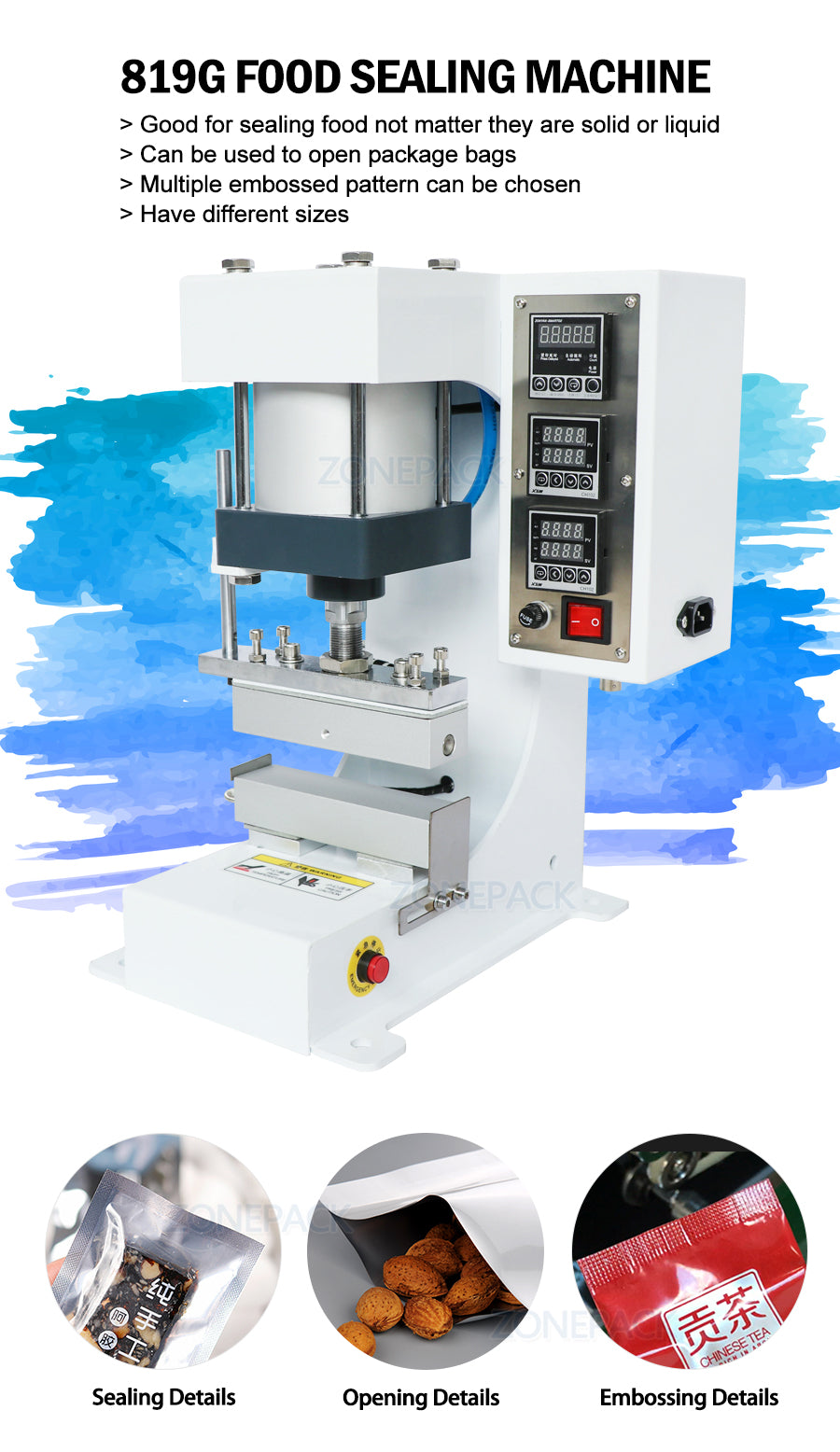 ZONEPACK ZY-819G Automatic Stamping Machines Leather Logo Sealing Machines Stamper High Speed Card Embossing Machine