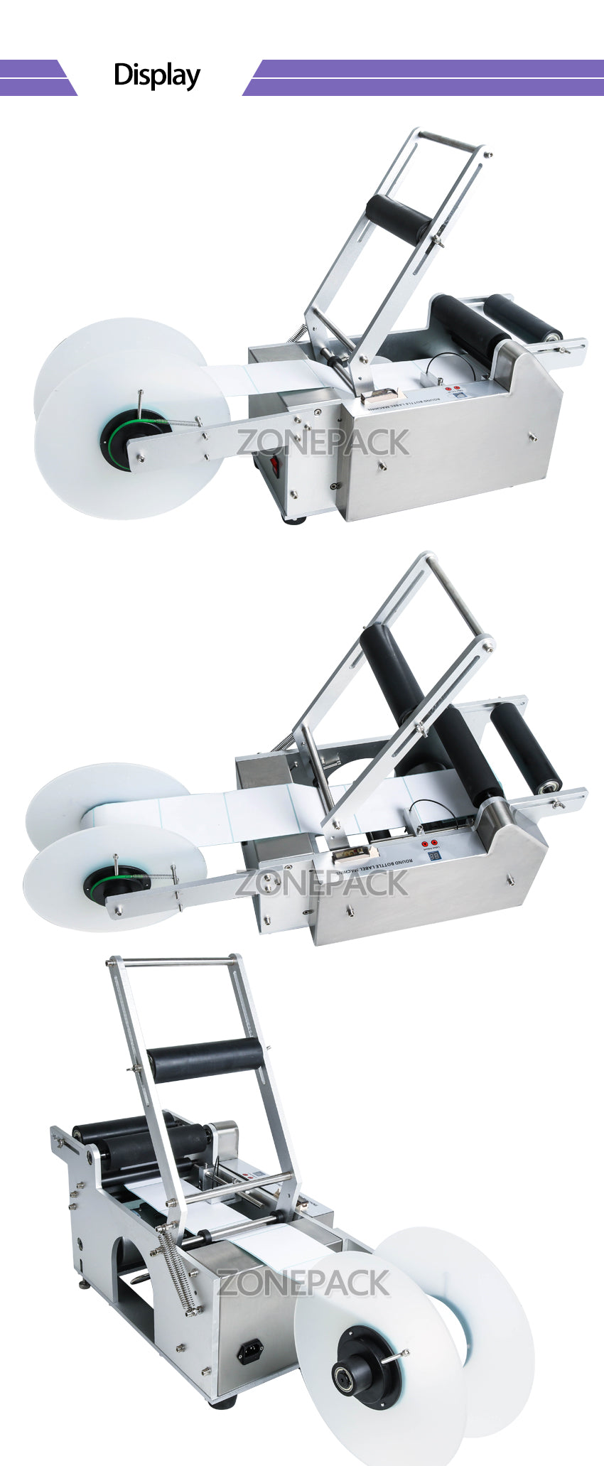 ZONEPACK Semi-automatic Round Bottle Labeling Machine Labeler LT-50,Medicine Bottle Labeling Machine