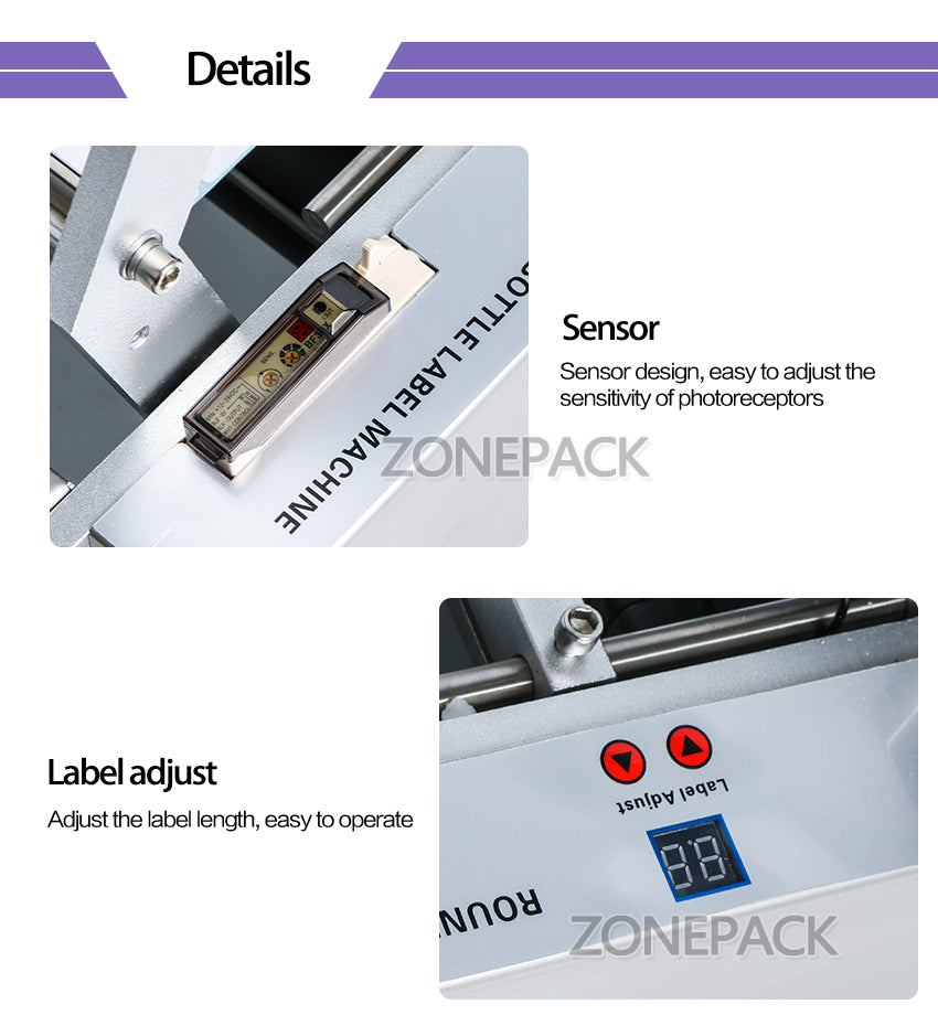 ZONEPACK Semi-automatic Round Bottle Labeling Machine Labeler LT-50,Medicine Bottle Labeling Machine