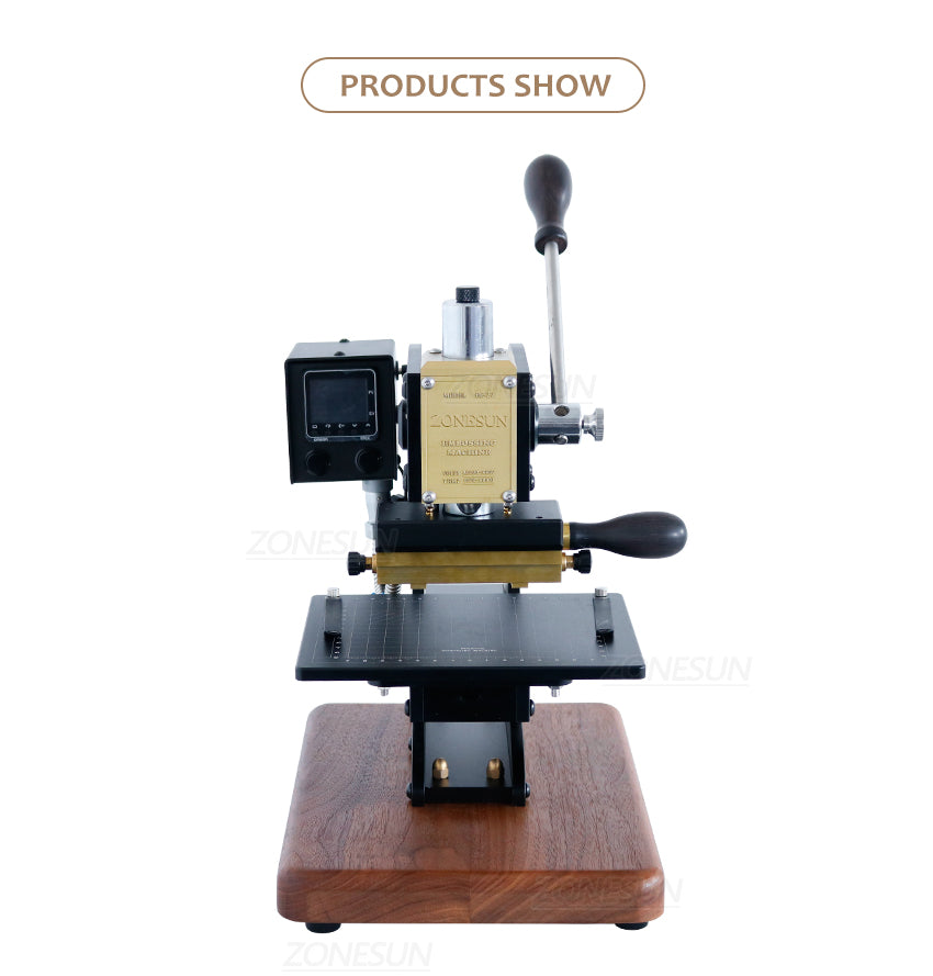 ZONEPACK Press Trainer Hot Foil Stamping Machine for Leather Wood Paper Branding Custom Logo Leather Marking Embossing Tools