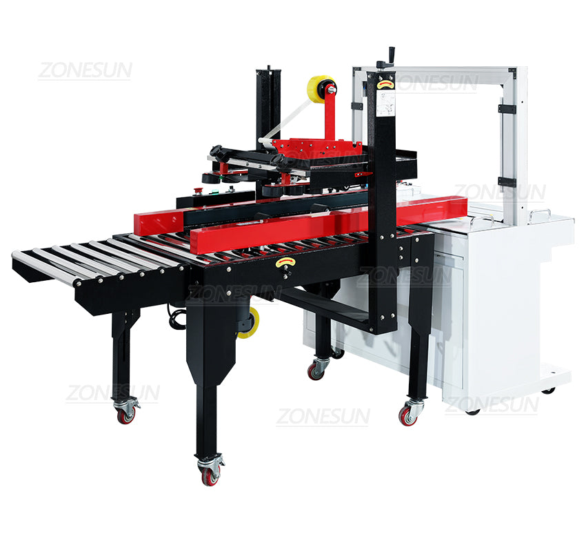 ZONESUN Automatic Carton Sealing Strapping Production Packaging Equipment Boxing System ZS-FK5050S