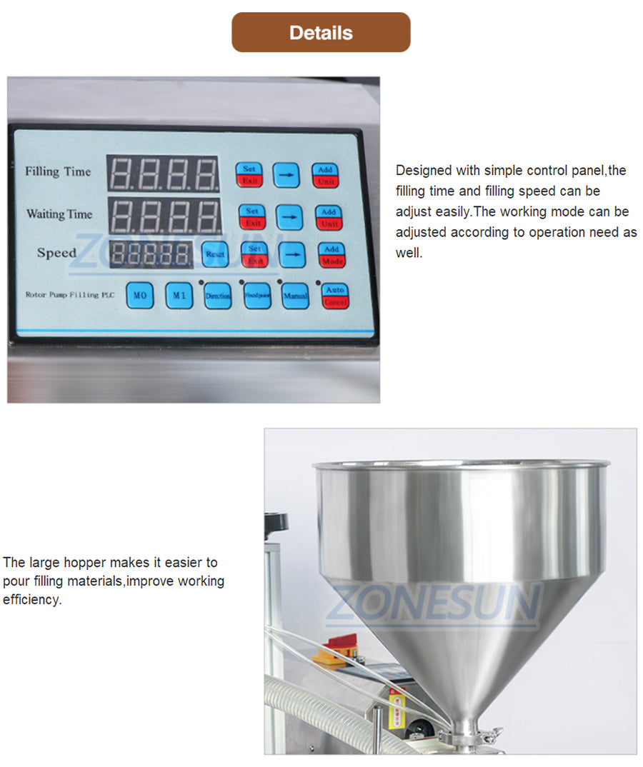 ZONESUN ZS-DTGT900 Automatic  Cream Paste Filling Machine Rotor Pump