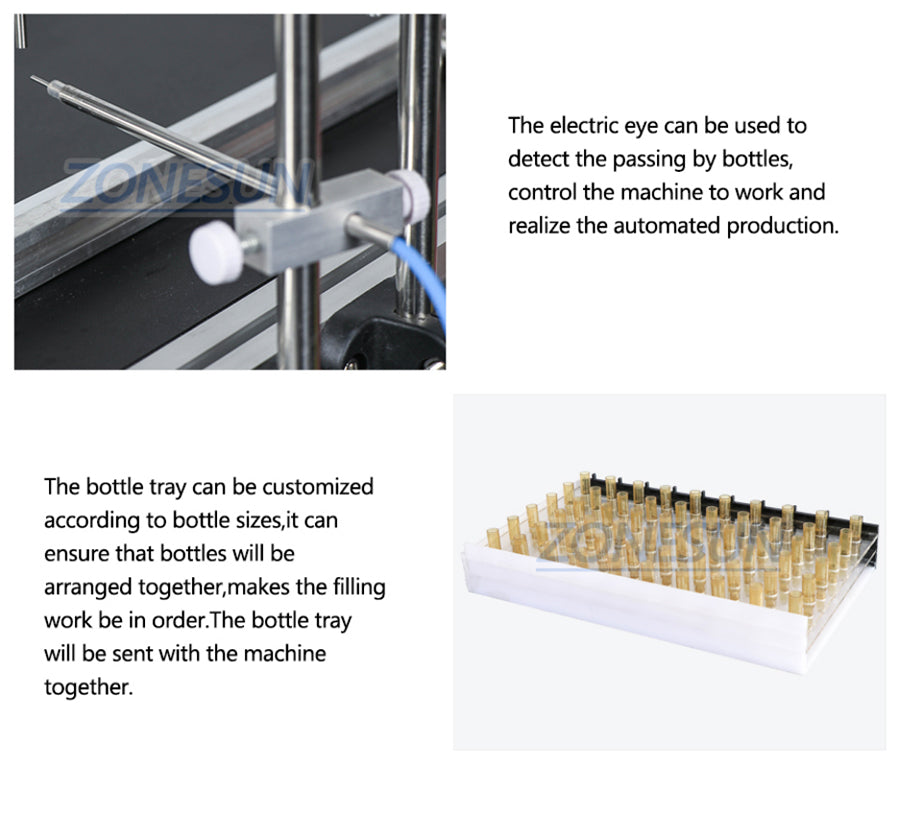 ZONESUN 6 Head Vaccine Ampoule Vial Bottle Peristaltic Pump Filling Machine With Conveyor Belt