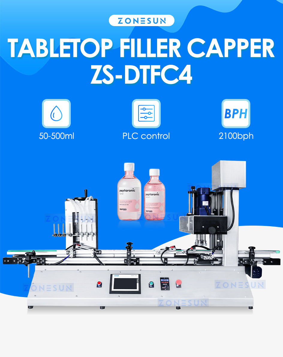 ZONESUN Desktop Monoblock Magnetic Pump Filling and Capping Machine ZS-DTFC4