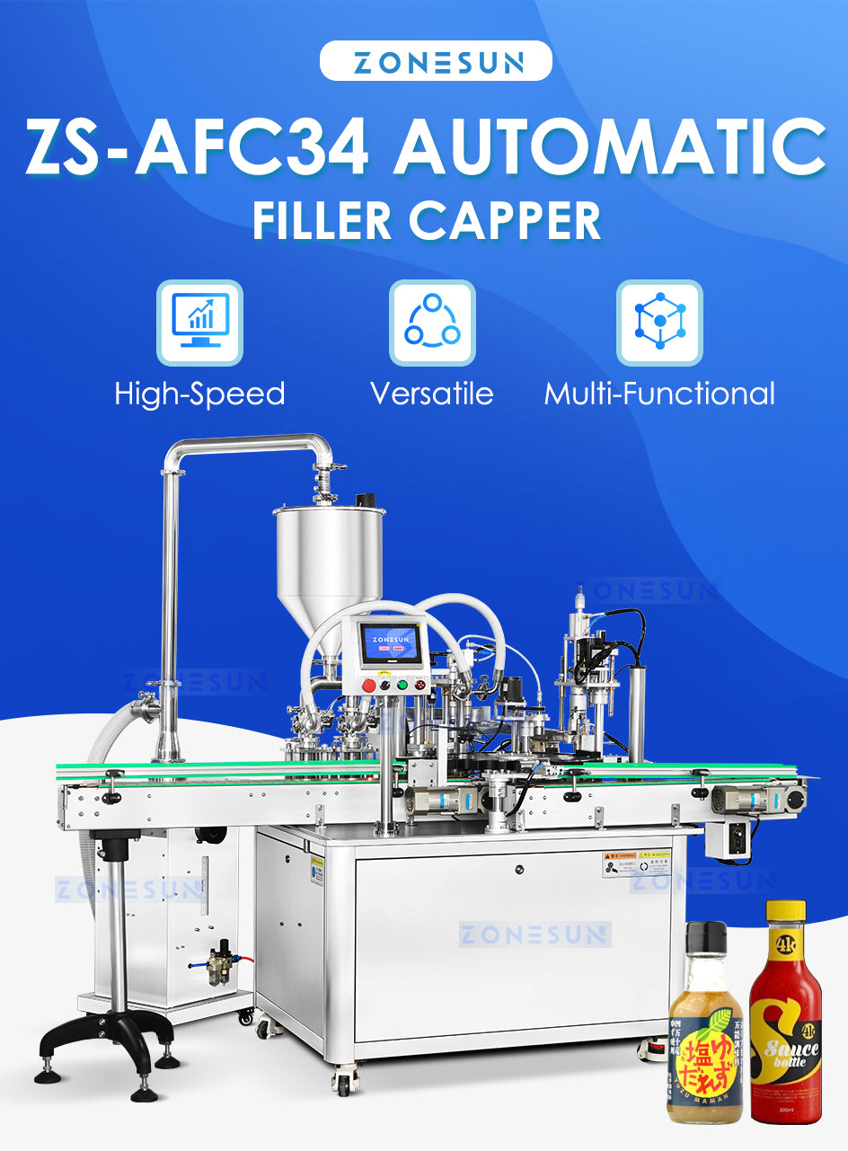 ZONESUN Automatic Thick Liquid Filling and Capping Machine Monoblock Filler Capper ZS-AFC34