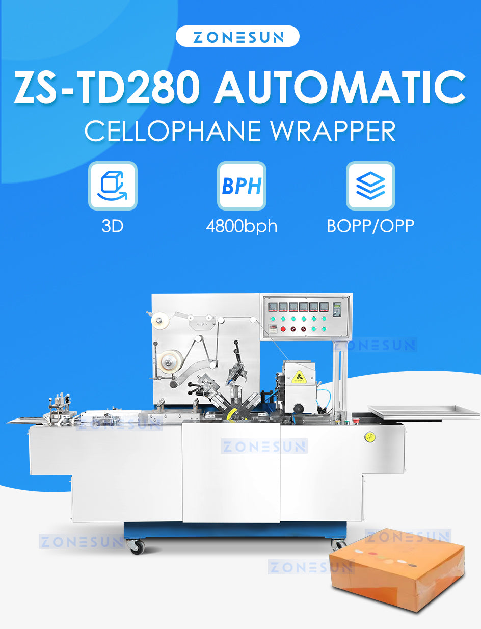 ZONESUN ZS-TD280 Automatic BOPP OPP Film Cellophane Wrapping Machine