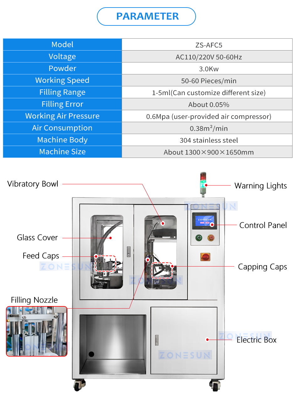 ZONESUN Ampoule Filling and Sealing Machine ZS-AFC5