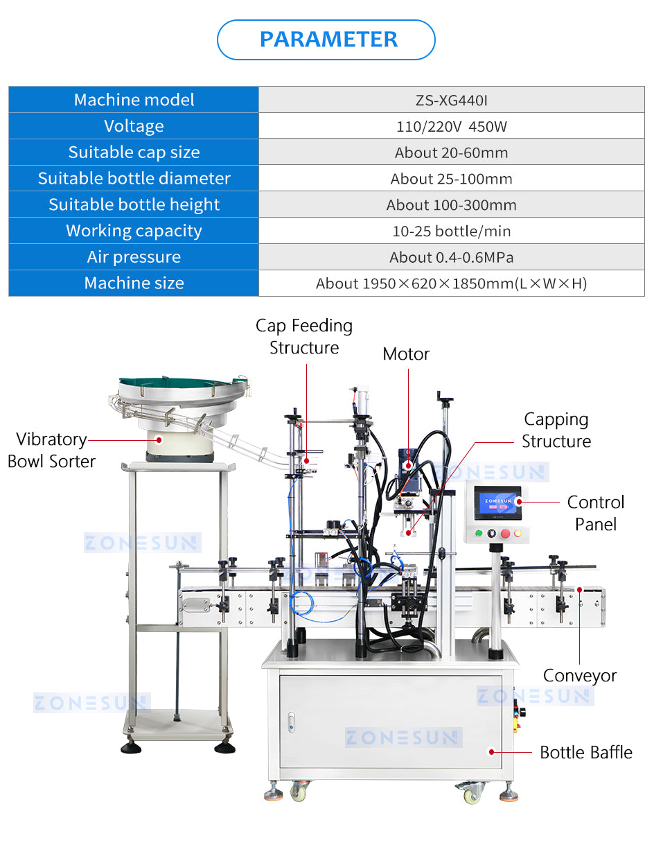 ZONESUN ZS-XG440I Automatic Pump Caps Bottle Capping Machine