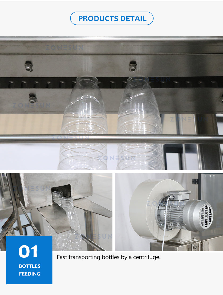 ZONESUN ZS-AFC883 Automatic Mineral Water Filling System 3 in 1 Bottle Liquid Beverage Bottle Rinsing Filling Capping Machine
