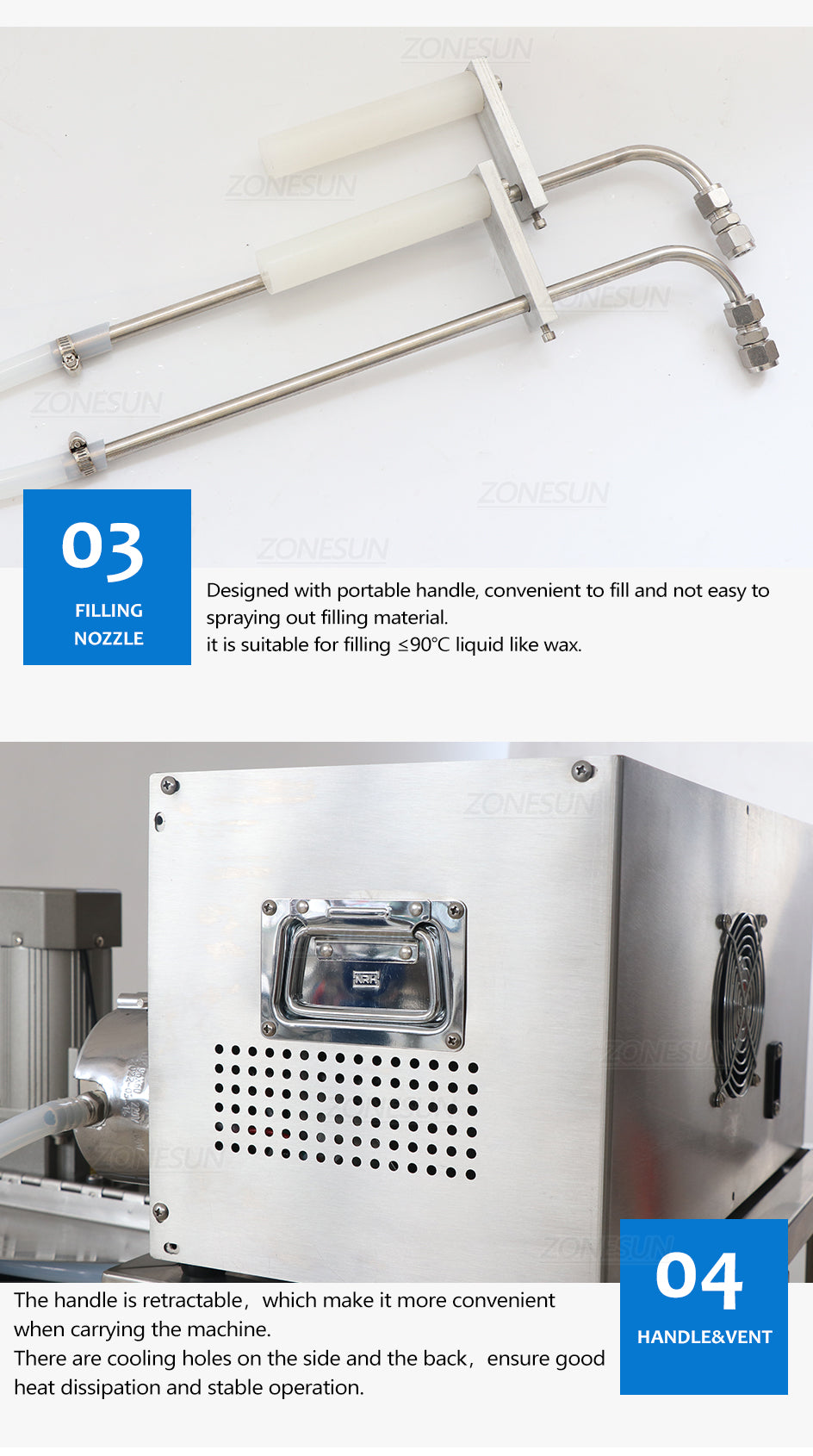 ZONESN Wax Filling Machine Paste Candle Making Equipment ZS-GTCD2A