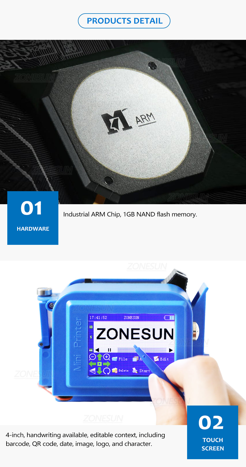 ZONESUN Handheld Inkjet Printer Portable Date Coding Machine ZS-DC1