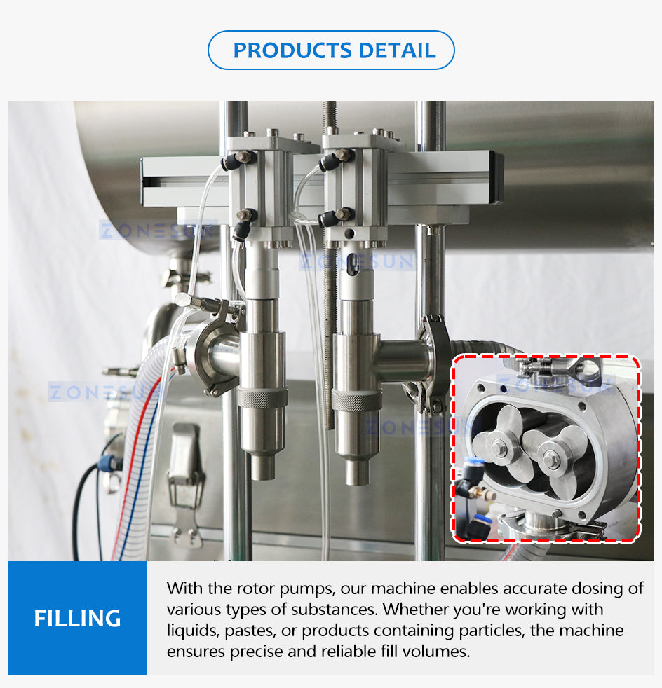 ZONESUN Double Head Rotor Pump Jams Cream Paste Filling Machine ZS-VTRP2A