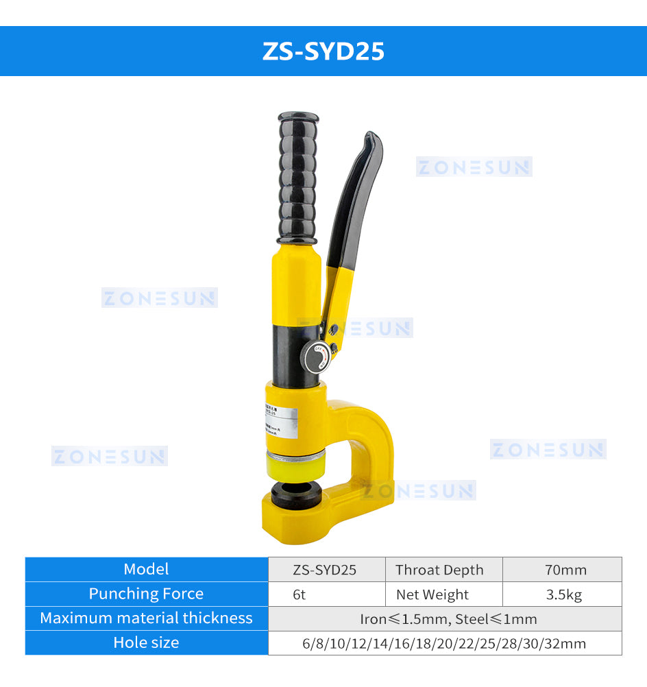 ZONESUN 6T Hole Puncher  Easy Change Mold ZS-SYD