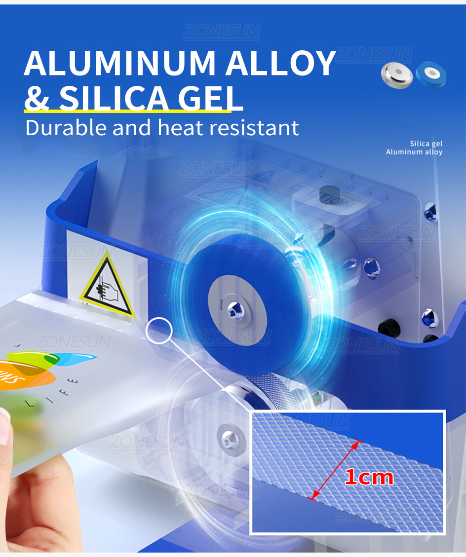 ZONESUN ZS-GLF1P Mini Aluminum Foil Composite Plastic Film PE Bag Sealer Roller Sealing Machine