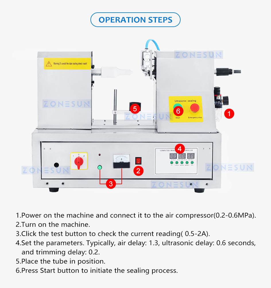 ZONESUN Ultrasonic Plastic Tube Sealing Machine Soft Hose Sealer ZS-QDFW125S