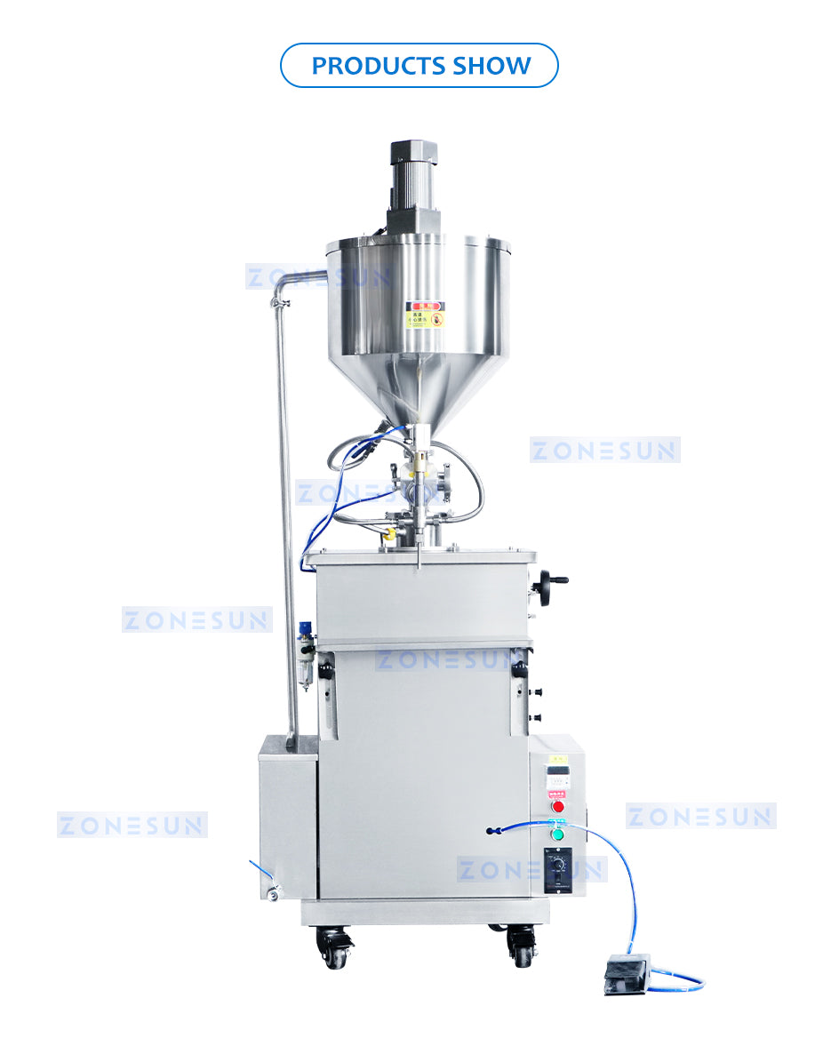 ZONESUN Thick Liquid Lotion Paste Heating Mixing Filling Machine Piston Filler ZS-WCHJ1