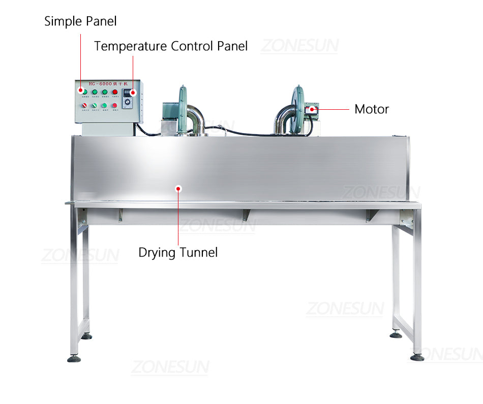 ZONESUN Drying Machine for Glass Bottle Dryer Packaging Conveyor Belt High Temperature Drying Production Line ZS-HG6000