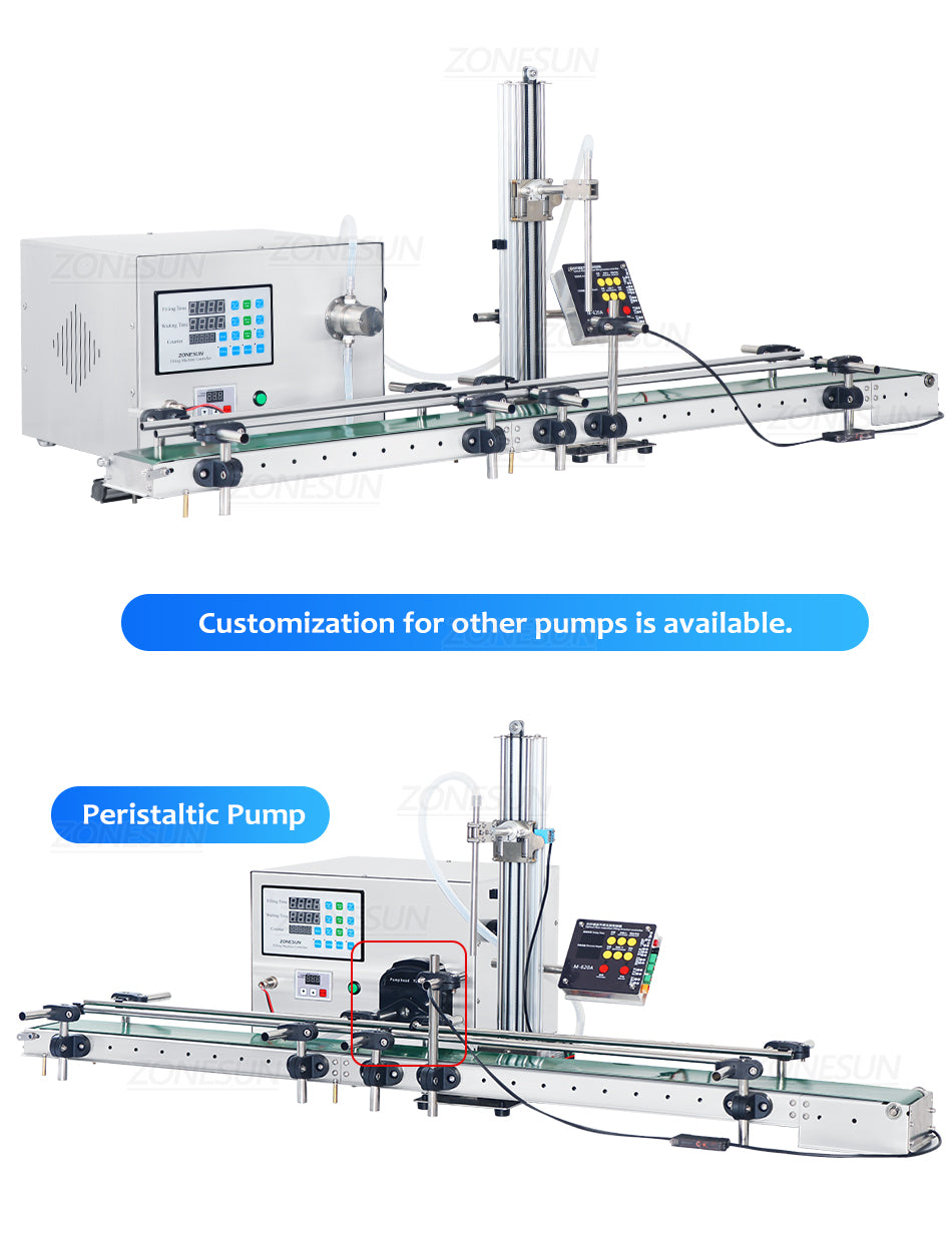 ZONESUN Liquid Filling Machine Small Machine Line 316 Magnetic Pump Water Juice Beverage Bottle Diving Nozzle ZS-DTMP1D