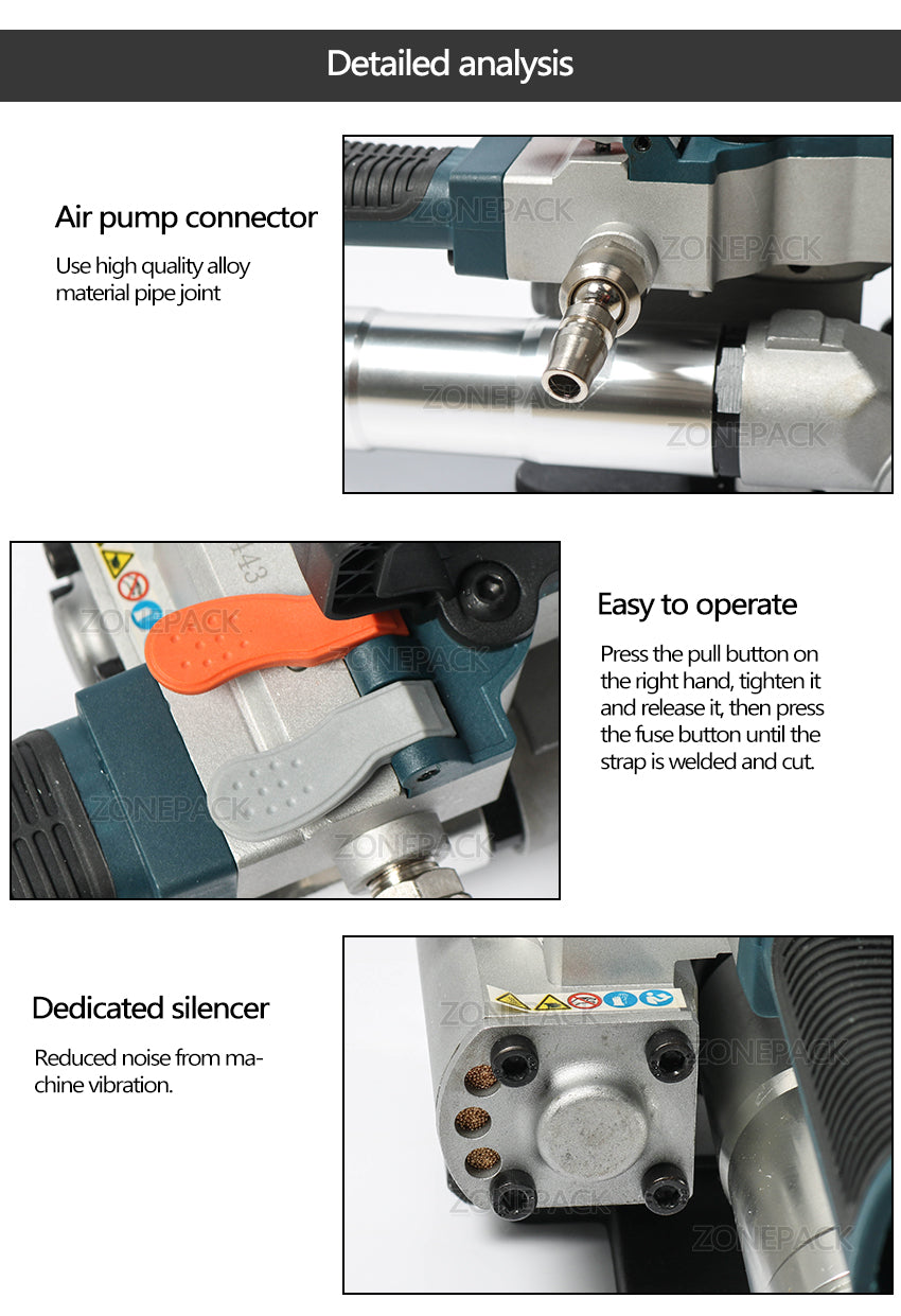 ZONESUN Pneumatic Friction Welding Baler Strapping Machine Air PET Banding Machine Tool ZS-B19