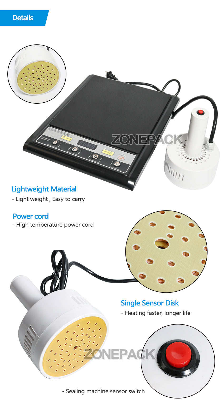 ZONEPACK GLF-500F Microcomputer Hand-held Electromagnetic Induction Sealer Aluminum Foil Sealing Machine