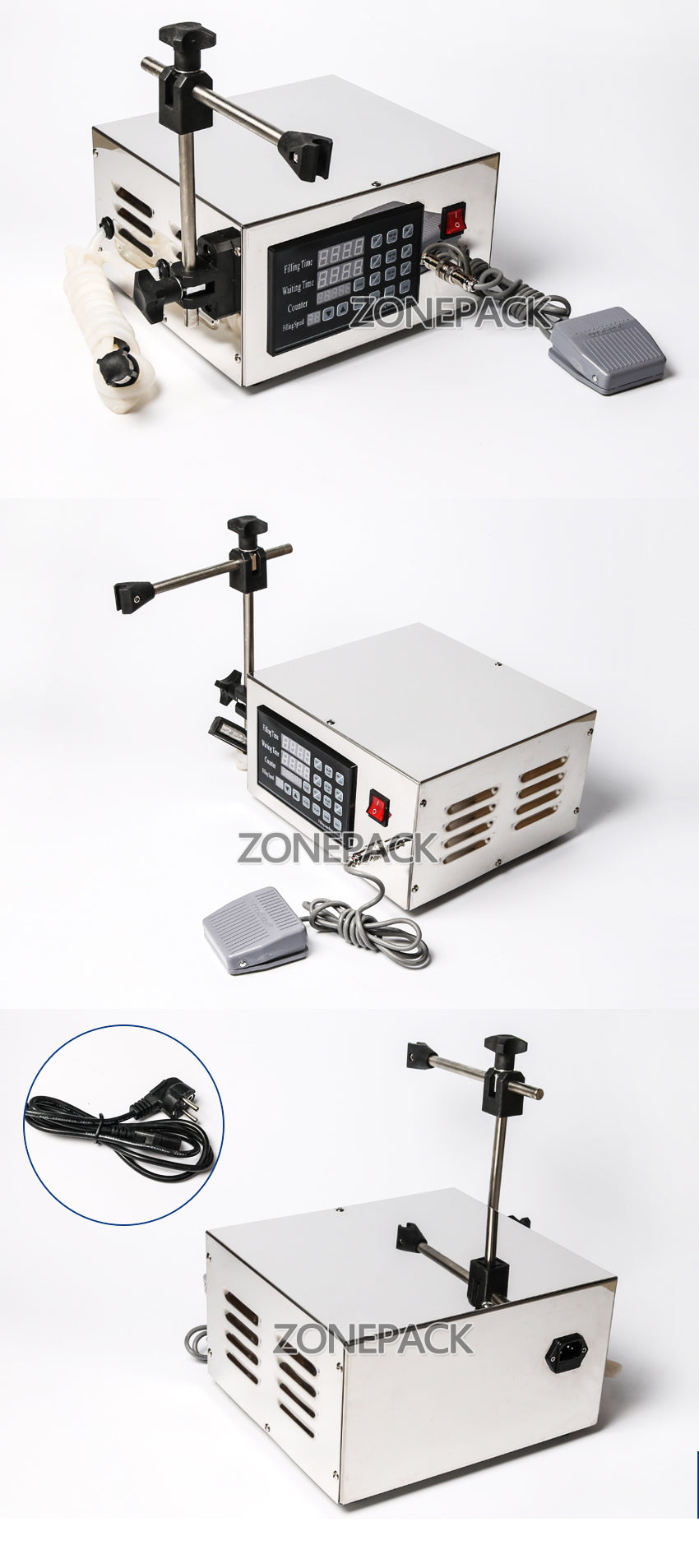 ZONEPACK Juice Water Milk Filling Machine Automatic Membrance Pump Liquid Filling Machine Filler Ck-280 For Oil