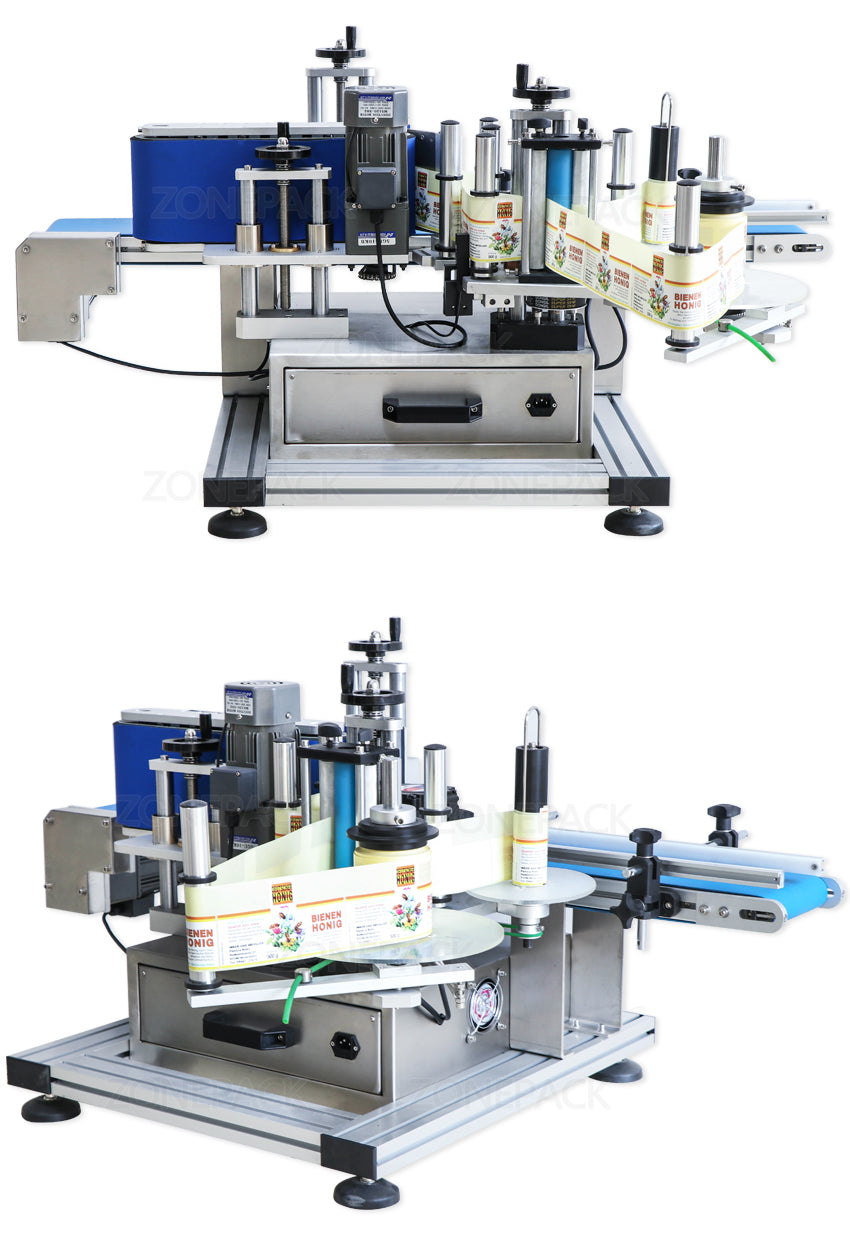 ZS-TB150 Automatic Round Bottle Labeling Machine Adhesive Sticker Labeler Cans Alcohol Disinfectant Wine Bottle Label Applicator