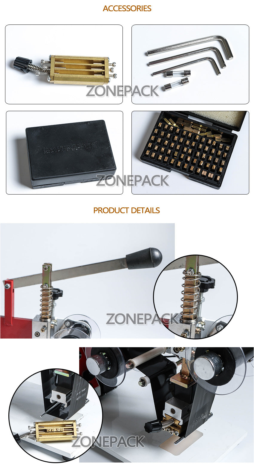 ZONEPACK ZY-RM5-E(2) Color Ribbon Hot Printing Machine,Date Code Ribbon Printer,Hot Foil Stamping Machine,Batch Number Foil Embosser