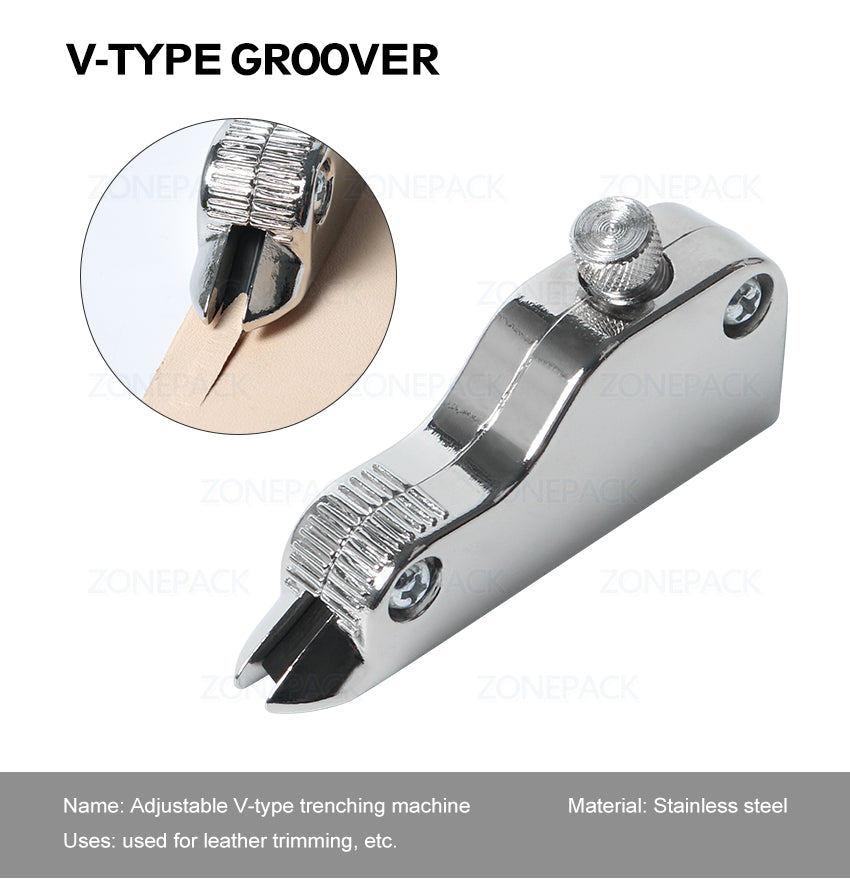 ZONEPACK Manual Multi-functional Adjustable Stainless Steel DIY Leather Craft Tool V-type Groover Trenching Machine