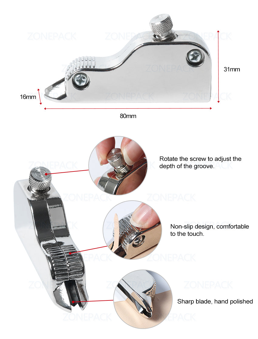 ZONEPACK ручной многофункциональный регулируемый инструмент для рукоделия кожи из нержавеющей стали V-образный траншейный станок