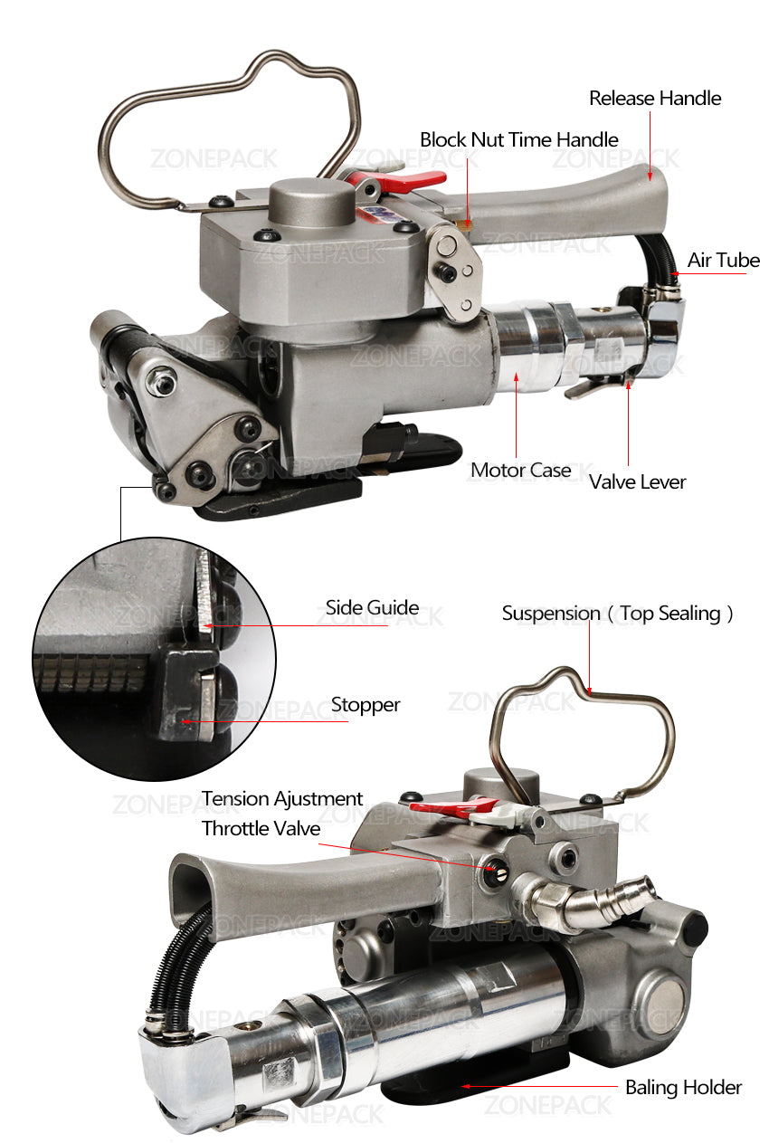 ZONESUN XQD-19 Pneumatic Strapping Tool,  PP and PET , Strapping Machine 1/2Inch to 3/4Inch (13-19mm)