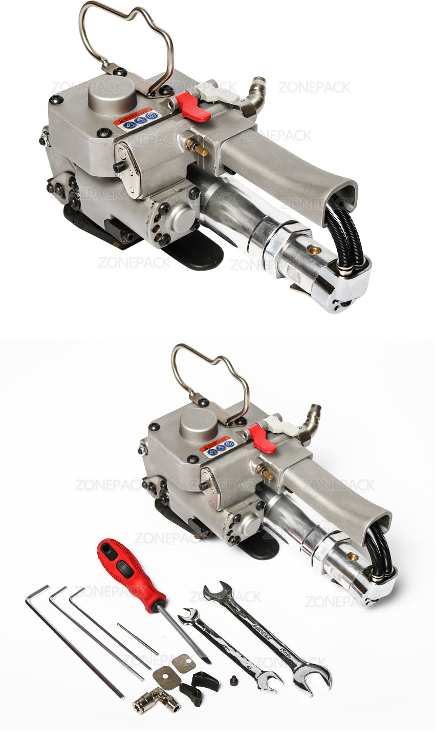 ZONESUN XQD-19 Пневматический обвязочный инструмент, ручная упаковочная машина, для ПП и ПЭТ портативная, обвязочная машина от 1/2 дюйма до 3/4 дюйма (13-19 мм)