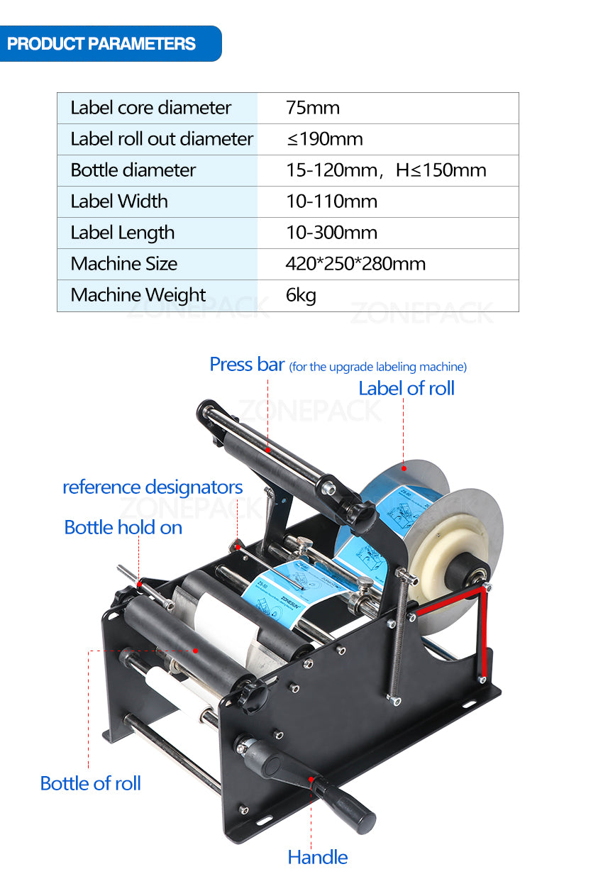 Sumeve Manual Round Labeling Machine, Bottle Label Applicator for Round  Bottles(black)