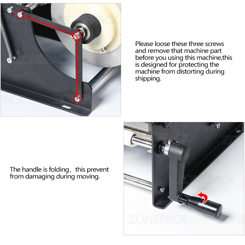  ZONEPACK Manual Round Labeling Machine with Handle Manual  Round Bottle Labeler Label Applicator for Glass Metal Bottle : Office  Products