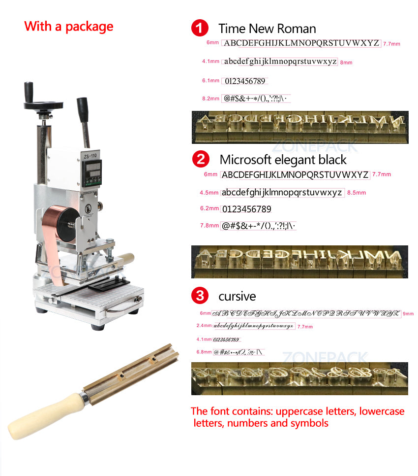 ZONESUN Upgrade Version Hot Foil Stamping Machine For Customs logo Slideable Workbench Leather Embossing Bronzing Tool for Wood PVC DIY Initial ZS-110