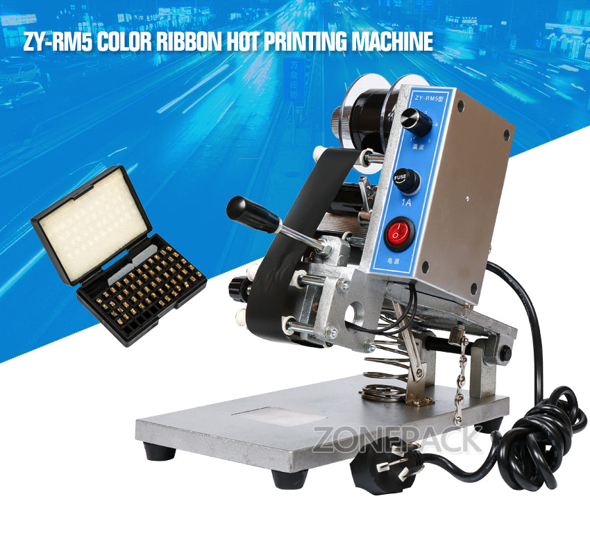 ZONEPACK  ZY-RM5 Color Ribbon Hot Printing Machine,Heat ribbon printer ,film bag date printer(220V/50Hz)