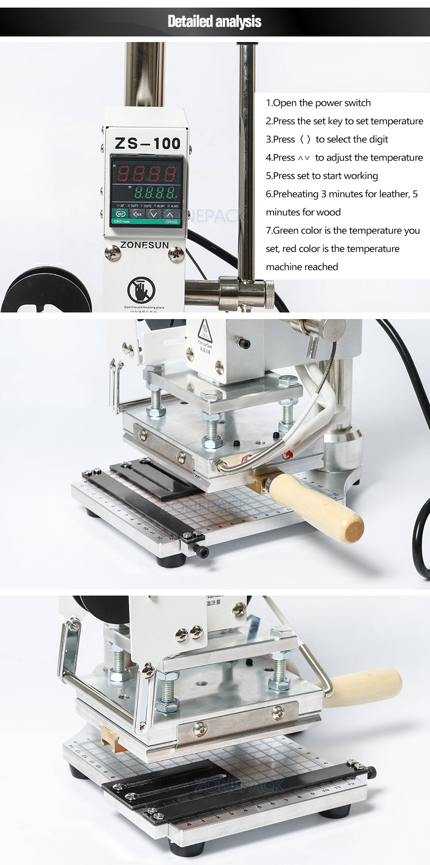 ZONESUN ZS-100 Dual Purpose Hot Foil Stamping Machine Leather Bronzing