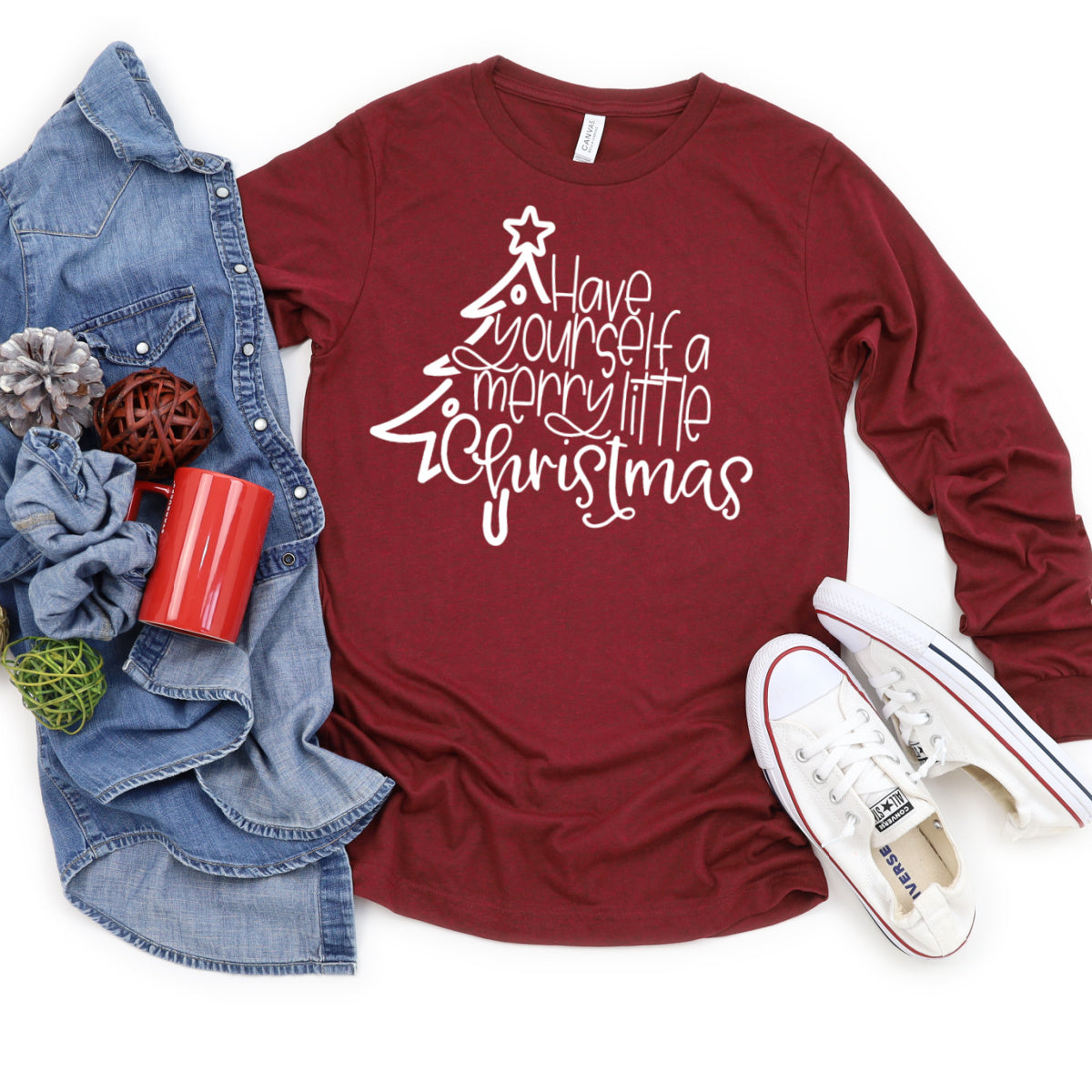 Have Yourself A Merry Little Christmas (White)-Long Sleeve-Plus Sizes