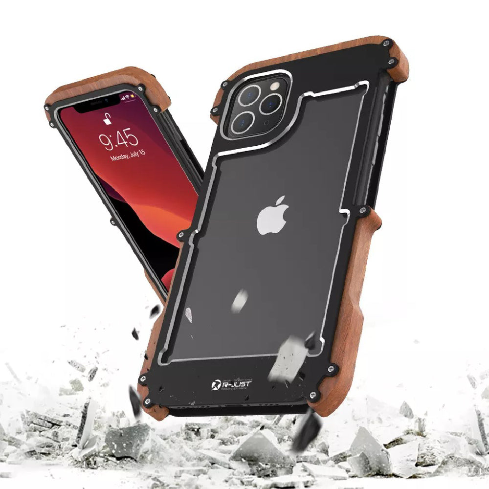 アルミニウム×木製のスタイリッシュなiPhone専用バンパーケースGeeCase-X1【iPhoneを衝撃から守る／ネジ装着式／超硬質木材アイアンウッドの温もり】