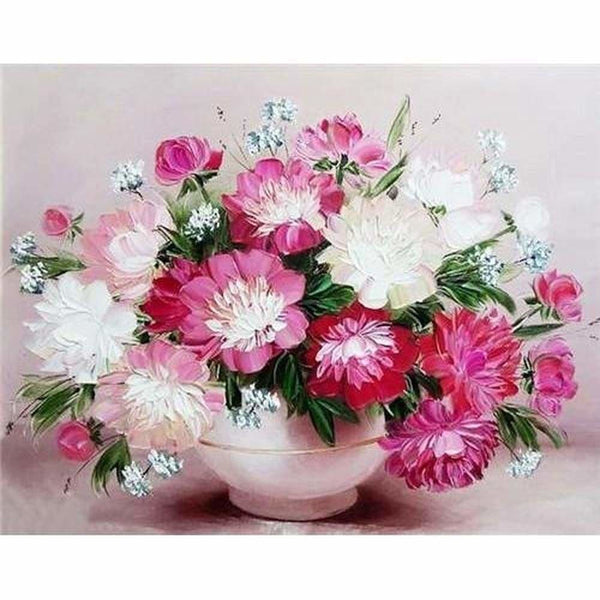 Toile Bouquet  de fleurs  en peinture  mod le M002 diamond 