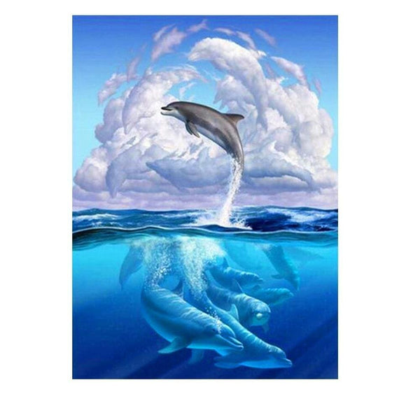 Peinture Entre Ciel Et Mer Avec Les Dauphins Point De Croix De Diamant Trendy Diamond Painting