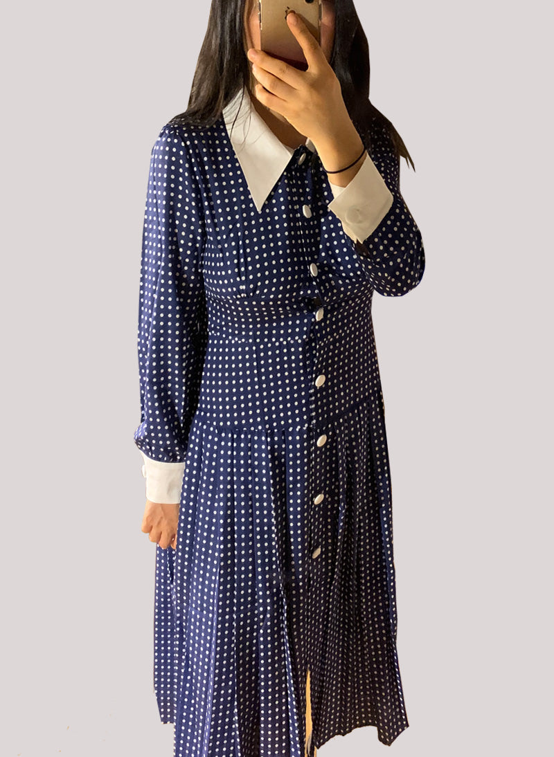 polka dot button up dress