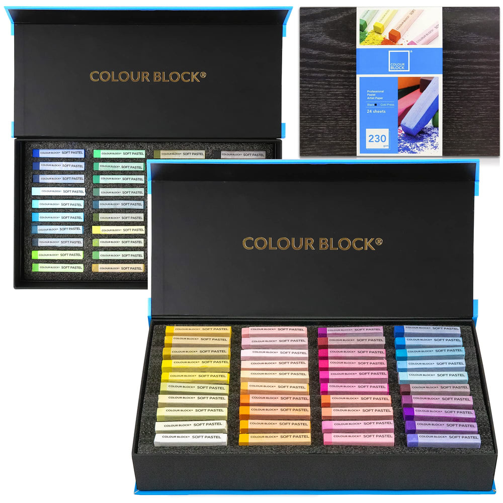 COLOUR BLOCK 100pc Wooden Case Soft Pastel Art Set for Beginners and  Experienced Artists I Colors Square Chalk Pastels Art Supplies for Drawing