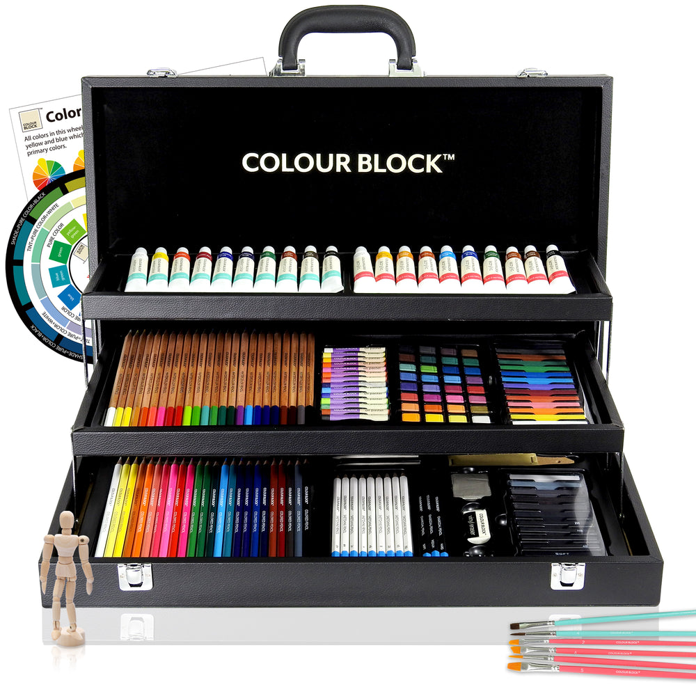 Buy COLOUR BLOCK 73 Piece Art Set - Premium Art Supplies Kit for Adults &  Kids, Painting and Drawing Art Kits for Teens and Children, Ideal for  Artists Ages 8-12 & 9-12