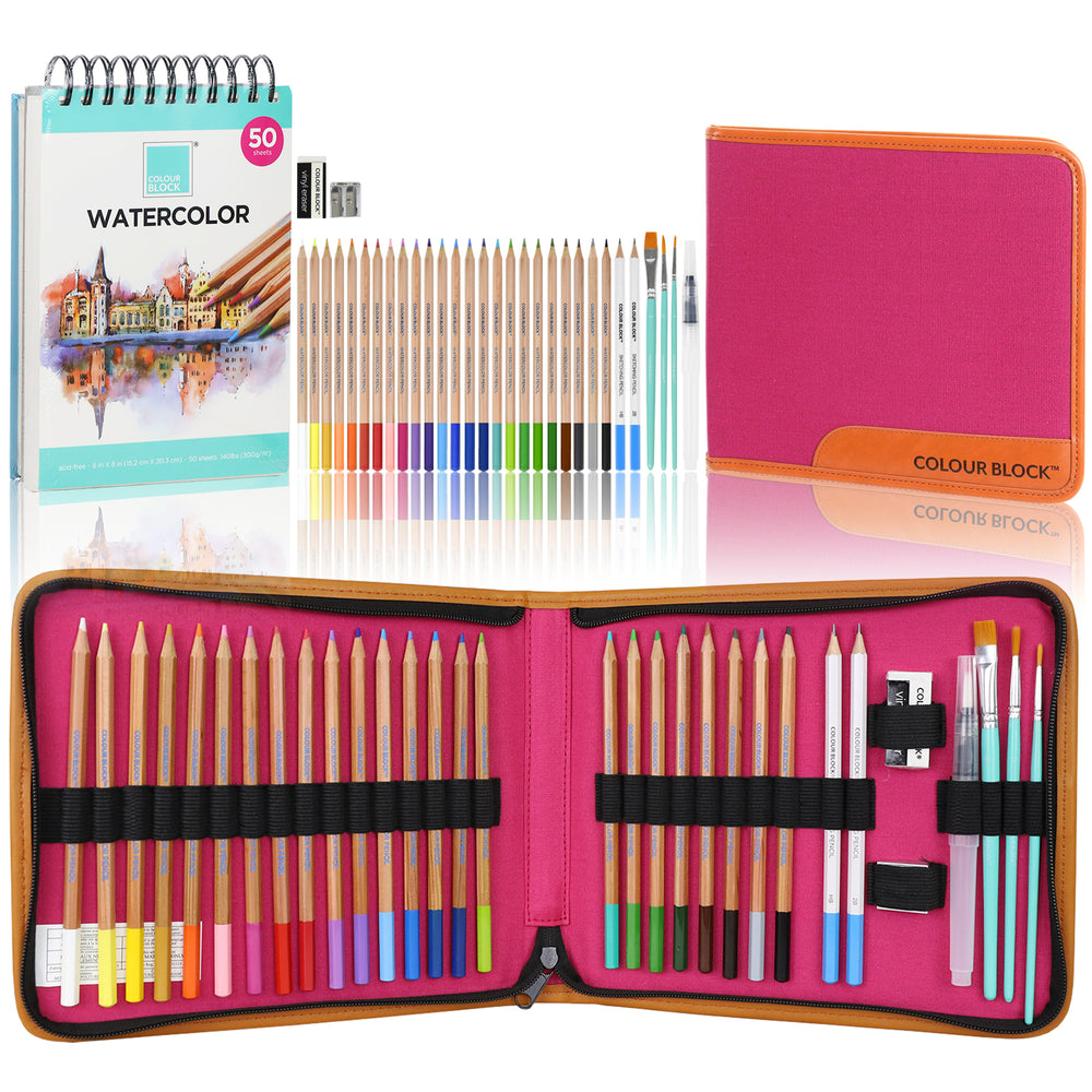 Amazrock Watercolor Pencils Set - 36 Colors (Soft Core Travel)