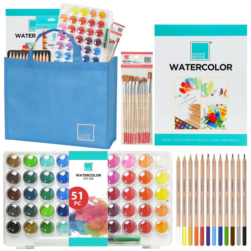 Watercolor Paint Set, 62 Piece Kit, with Video Tutorial Course, Adults,  Kids