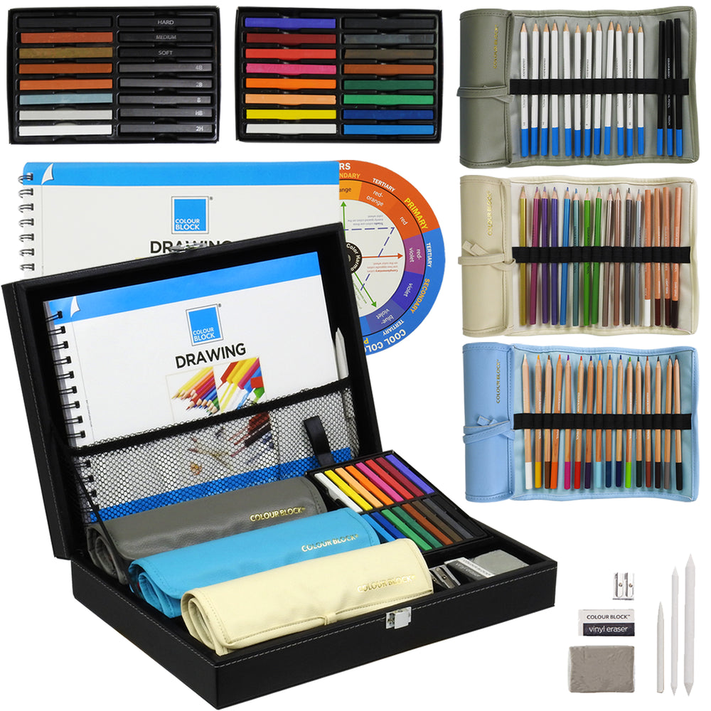 Colour Block Mixed Media Art Set - 152pc (Easel Wooden Box)